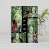 ミニマモダンリスト4枚の写真コラ結婚ージ 箔招待状 (立ち正面)