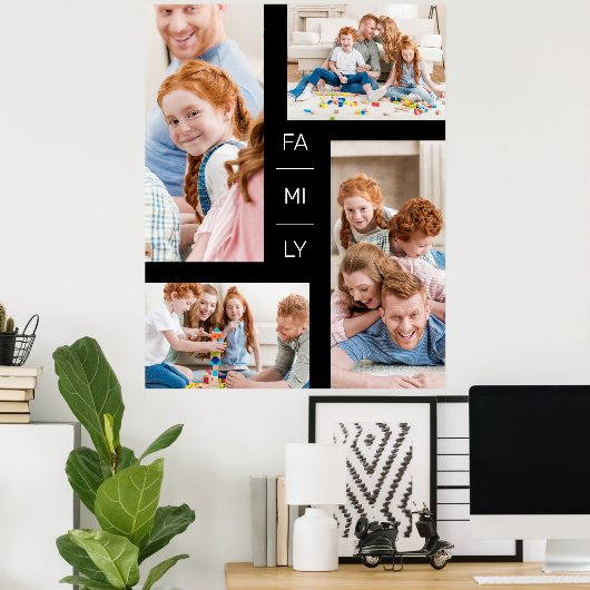 ミニマモダンリスト4枚コラージュ家族 ポスター (ホームオフィス)
