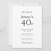 ミニマモダンリスト40th誕生日パーティの招待状 招待状 (正面)