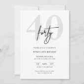 ミニマモダンリスト40th誕生日パーティの招待状 招待状 (正面)