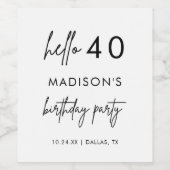 ミニマモダンリスト40th誕生日パーティーの好意 ワインラベル (シングルラベル)