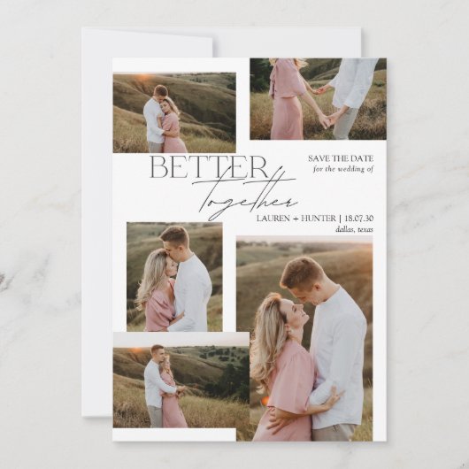 ミニマモダンリスト5フォトタイポグラフィ結婚ズ セーブザデート (正面)