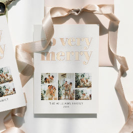 ミニマモダンリスト5写真クリスマス 箔シーズンカード