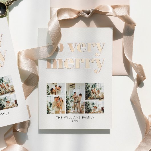 ミニマモダンリスト5写真クリスマス 箔シーズンカード