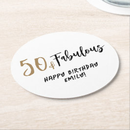 ミニマモダンリスト50と素晴らしい50誕生日 ラウンドペーパーコースター