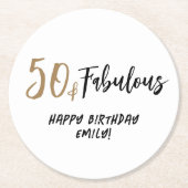 ミニマモダンリスト50と素晴らしい50誕生日 ラウンドペーパーコースター (正面)
