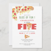 ミニマモダンリスト5th誕生日ピザパーティーガール 招待状 (正面)