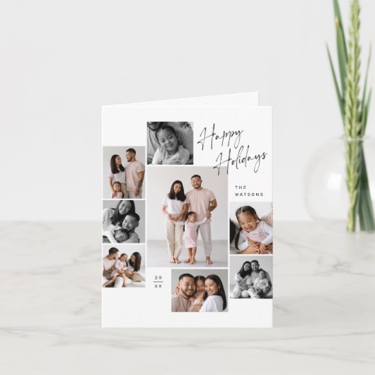 ミニマモダンリスト8フォトコラージクリスマス シーズンカード (正面)