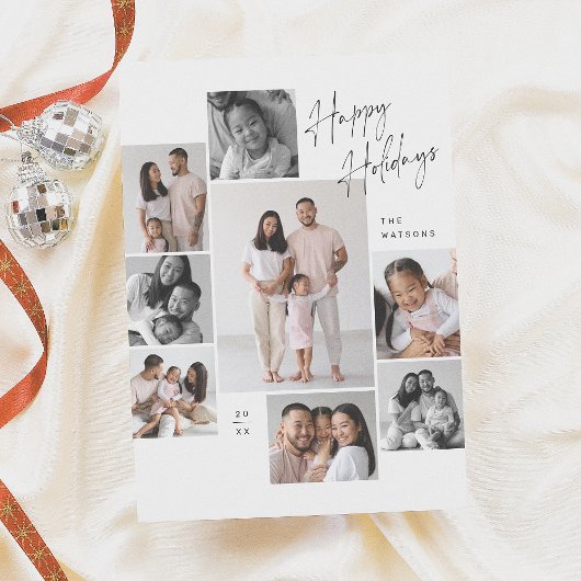 ミニマモダンリスト9フォトコラージクリスマス シーズンカード