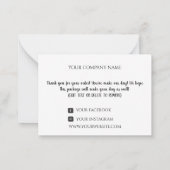 ミニマモダンリスト、ご注文ありがとうございます ノートカード (裏面)