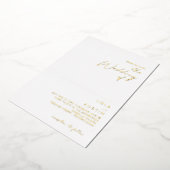 ミニマモダンリスト |の金ゴールド結婚の実在数 箔招待状 (回転した状態)