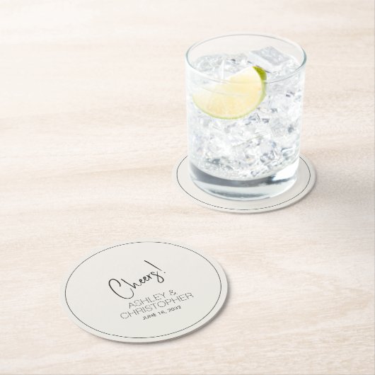 ミニマモダンリスト・アラバスタ結婚ー ラウンドペーパーコースター (インサイチュ)