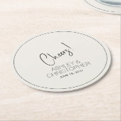 ミニマモダンリスト・アラバスタ結婚ー ラウンドペーパーコースター (アングル)