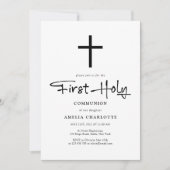ミニマモダンリスト・クロス・ファースト・コミュニオン 招待状 (正面)