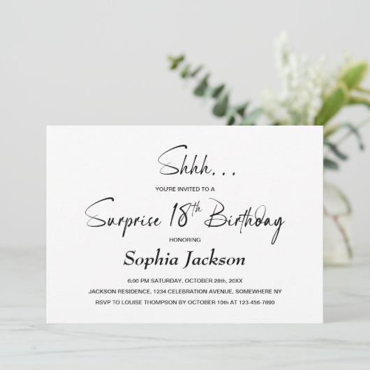 ミニマモダンリスト・サプライズ18th誕生日パーティー 招待状 (スタンド正面)