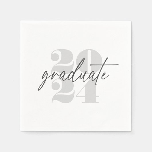 ミニマモダンリスト・ソアリング卒業 |白+グレー スタンダードカクテルナプキン (正面)