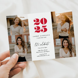 ミニマモダンリスト・ソアリング卒業 |赤い白の写真 招待状