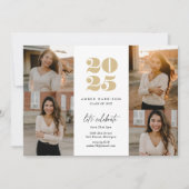 ミニマモダンリスト・ソアリング卒業 |金ゴールド写真 招待状 (正面)