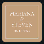 ミニマモダンリスト・タン・ベージュ スクエアシール<br><div class="desc">ミニマモダンリストTan Beigeテーマ、バーウェアで、あなたの結婚式のレセプション、リハーサルのディナーと縁どブライダルシャワーのための結婚式用シール。</div>