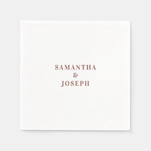 ミニマモダンリスト・ダーク・テラコッタ結婚ズ スタンダードカクテルナプキン (正面)