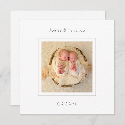 ミニマモダンリスト・ツインズ写真誕生のお知らせ (正面/裏面)