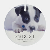 ミニマモダンリスト・ドッグの初めてのクリスマス写真 ガラスオーナメント (裏面)