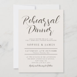 ミニマモダンリスト・ニュートラ結婚ルのリハーサル・ディナー 招待状