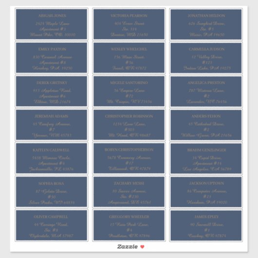 ミニマモダンリスト |ネイビー金ゴールドゲスト住所 シール (シート)