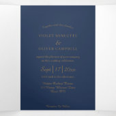 ミニマモダンリスト |ネイビー金ゴールド 三つ折り招待状 (内部中)