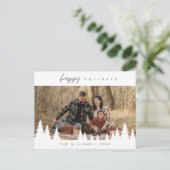 ミニマモダンリスト、ハッピーホリデー、家族写真 ポストカード (スタンド正面)