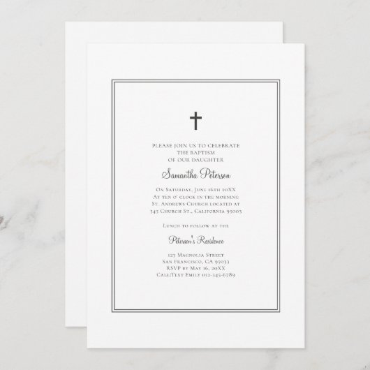 ミニマモダンリスト・バプテスマ招待状 招待状 (正面/裏面)