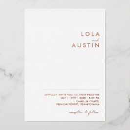 ミニマモダンリスト |バラカジュアル結婚金ゴールド実在s 箔招待状