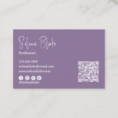 ミニマモダンリスト | パープルエレガントおよびQRコード 名刺 (裏面)