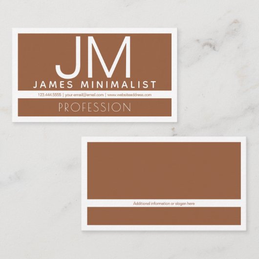 ミニマモダンリスト |ブラウンとホワイト 名刺 (正面/裏面)
