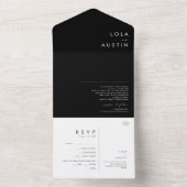 ミニマモダンリスト |ブラックシールと送信 オールインワン招待状 (内側)