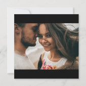 ミニマモダンリスト |ブラックフォトスクエア結婚ーズ 招待状 (裏面)