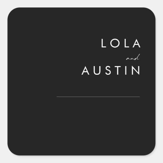 ミニマモダンリスト |ブラック結婚の封筒用シール スクエアシール (正面)