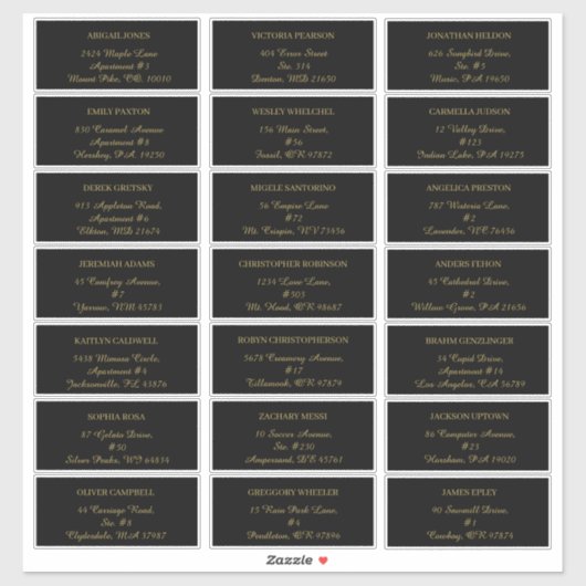 ミニマモダンリスト |ブラック金ゴールドゲスト住所 シール (シート)