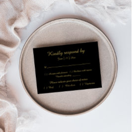 ミニマモダンリスト |ブラック金ゴールド応答カード 出欠カード