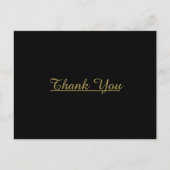 ミニマモダンリスト |ブラック金ゴールド結婚ズ・サンキュー ポストカード (正面)