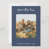 ミニマモダンリスト|ブルー3フォトピースジョイ愛ニュース シーズンカード (正面)