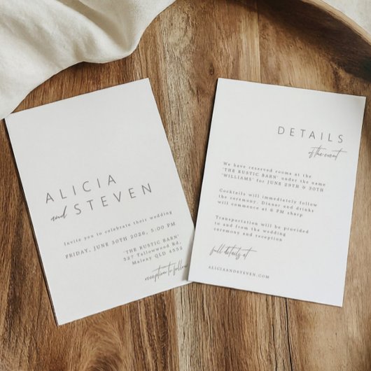 ミニマモダンリスト・ホワ結婚イ 招待状