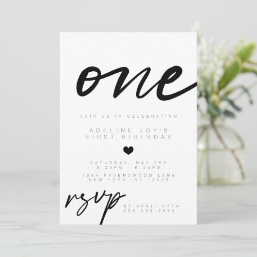 ミニマモダンリスト・ボホ写真第1誕生日 招待状 (スタンド正面)