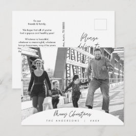 ミニマモダンリスト、メリークリスマスファミリーフォトポー ポストカード