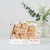 ミニマモダンリスト、メリークリスマスファミリーフォトポ ポストカード (スタンド正面)