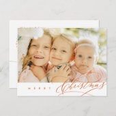 ミニマモダンリスト、メリークリスマスファミリーフォトポ ポストカード (正面/裏面)