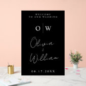 ミニマモダンリスト・モノグラム結婚の歓迎 アクリルサイン (ウェディング)