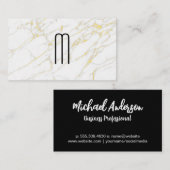ミニマモダンリスト・モノグラム |大理石金ゴールド 名刺 (正面/裏面)