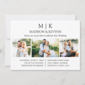 ミニマモダンリスト・モノグ結婚ラムの3枚の写真 招待状 (正面)