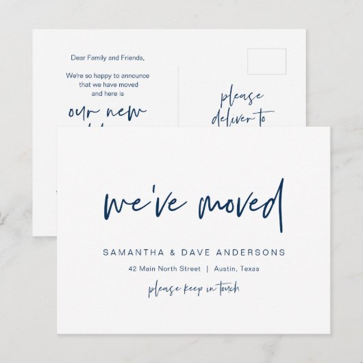 ミニマモダンリスト、引っ越し、発表の位置 ポストカード (正面/裏面)